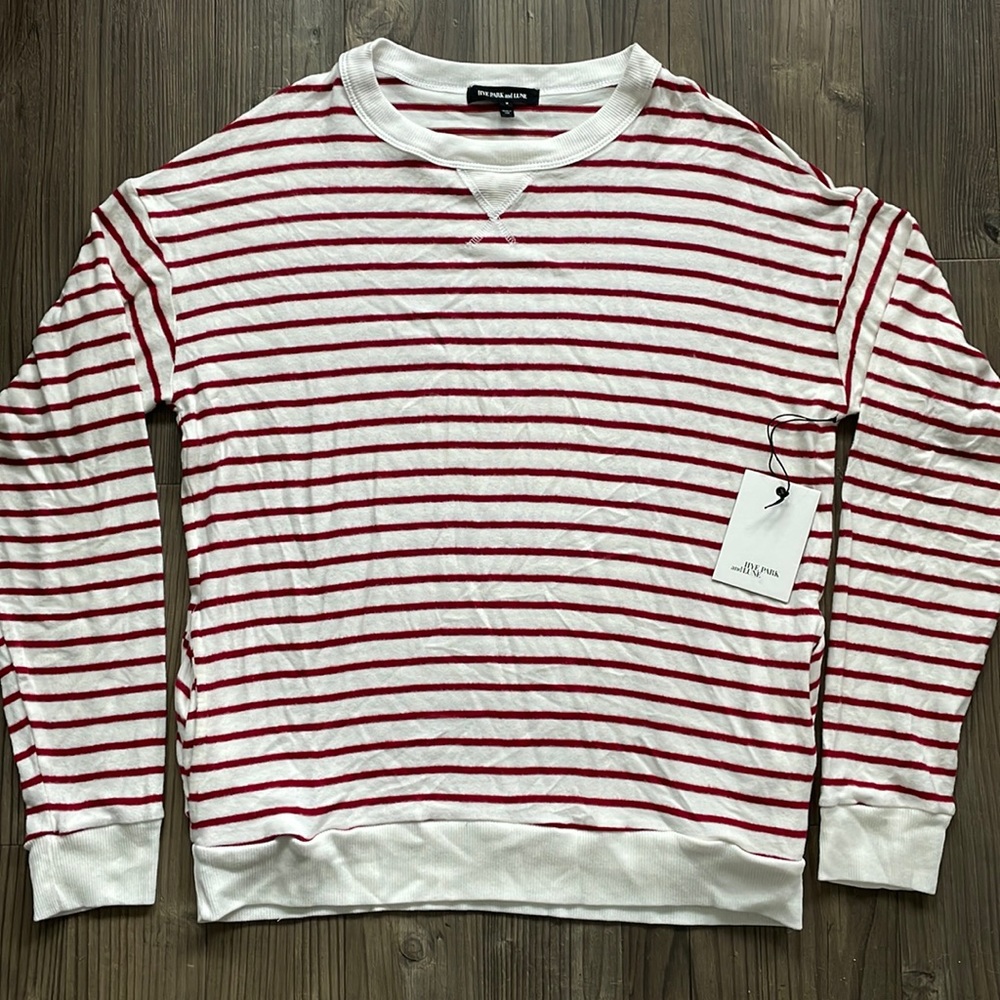 Hye Park And Lune White and Red Striped Sweater